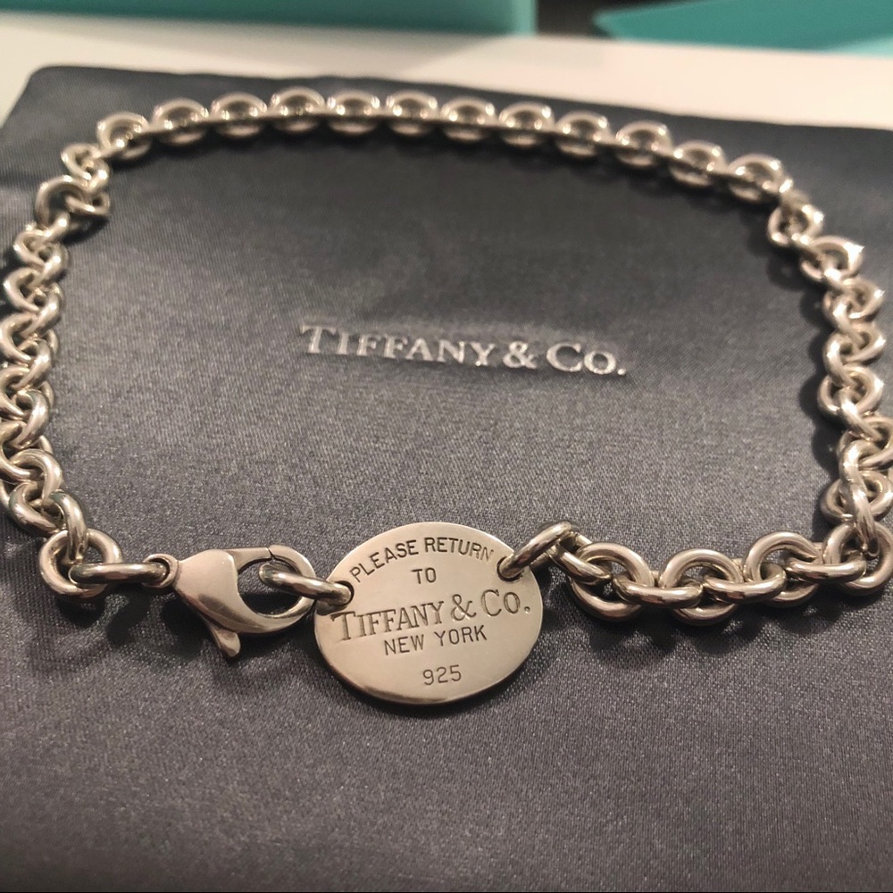 Tiffany & Co. Sterling Silver Oval Tag Choker